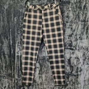 YoungLA Beige and Black Checked Slim Pants